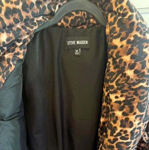 Steve Madden Evy Leopard Puffer Jacket, Animal Print Women's Jacket - Picture 5 of 6